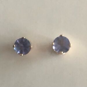 Real Tanzanite 14k yellow gold stud  earrings
